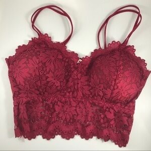 Lace bralette padded red
